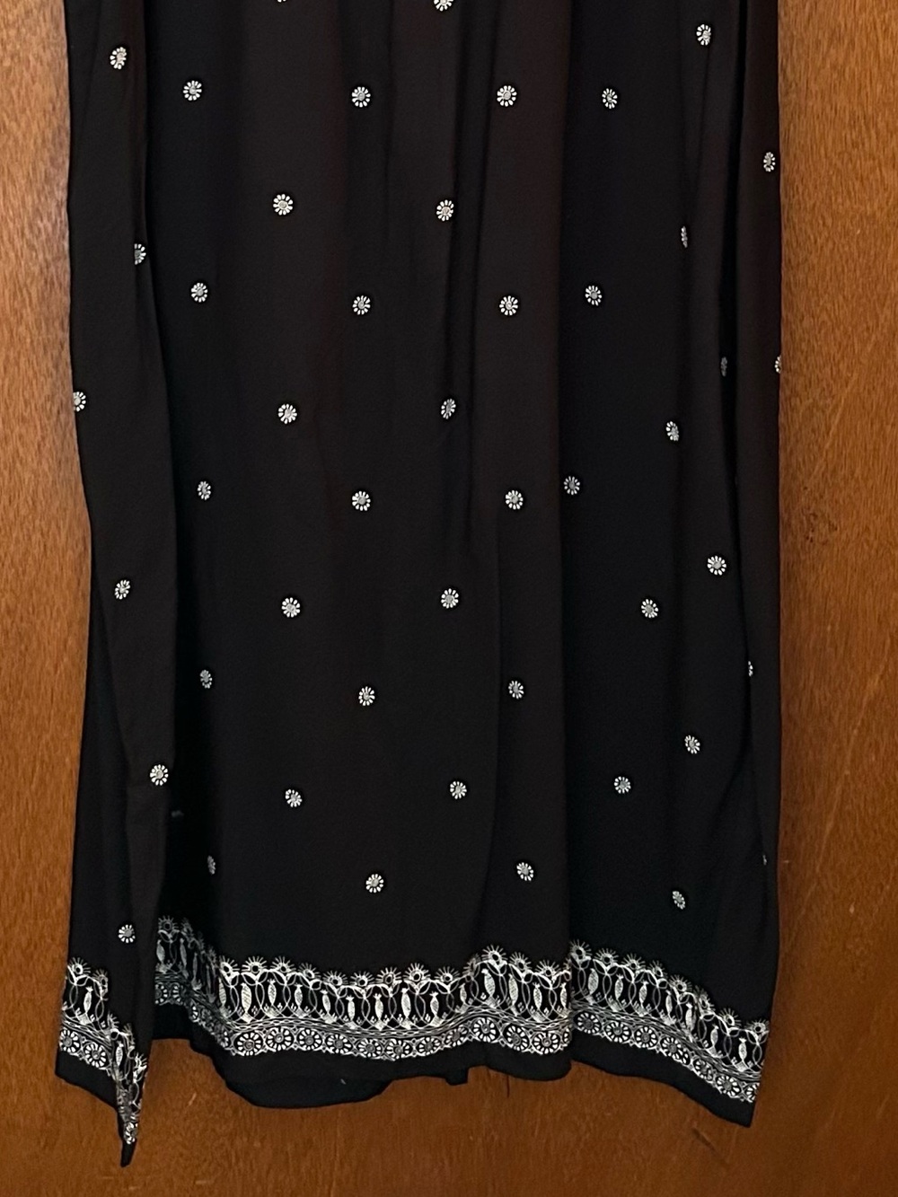 CJ Banks Black Dress with White Embroidered Dots and Border - Picture 2 of 2